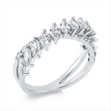 Ring 18 kt WG, 12 Nav. 1,21 ct, TW-si, 14 Brill. 0,36 ct, TW-si