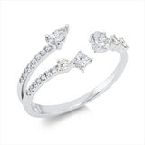 Ring 18 kt WG, 1 Princ. 0,08 ct, TW-si, 1 Oval 0,12 ct, TW-si, 1 Tropfen 0,09 ct, TW-si, 18 Brill. 0,15 ct, TW-si