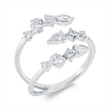 Ring 18 kt WG, 1 Nav. 0,10 ct, 2 Ov 0,17 ct, 2 Tro 0,24 ct,  2 Princ. 0,24 ct,  11 Brill. 0,13 ct, TW-si