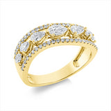 Ring 18 kt GG, 7 Tropfen 0,65 ct, TW-vsi, 50 Brill. 0,24 ct, TW-si