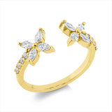 Ring 18 kt GG, Fassung rhodiniert, 8 Nav. 0,41 ct, TW-vsi, 8 Brill. 0,15 ct, TW-si