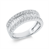 Ring 18 kt WG, 26 Bag. 0,61 ct, TW-vsi, 34 Brill. 0,74 ct, TW-si