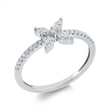 Ring 18 kt WG, 4 Nav. 0,19 ct, TW-vsi, 19 Brill. 0,19 ct, TW-si