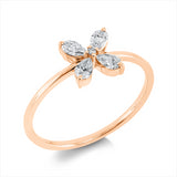 Ring 18 kt RG, 4 Tropfen 0,30 ct, TW-vsi, 1 Brill. 0,01 ct, TW-si