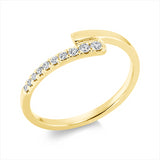 Ring 18 kt GG, Fassung rhodiniert, 10 Brill. 0,11 ct, TW-si