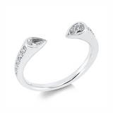 Ring 18 kt WG, 2 Tropfen 0,31 ct, TW-vsi, 10 Brill. 0,18 ct, TW-vsi