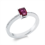 Ring 18 kt WG, 22 Brill. 0,10 ct, TW-vsi, 1 Rubin 0,52 ct rot