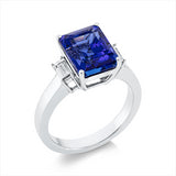 Ring 18 kt WG, 2 Bag. 0,39 ct, TW-vsi, 1 Tansanit 5,62 ct blau