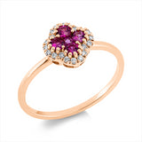 Ring 18 kt RG, 20 Brill. 0,10 ct, TW-si, 5 Saphire 0,36 ct pink