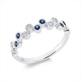Ring 18 kt WG, 7 Brill. 0,19 ct, TW-si, 6 Saphire 0,17 ct blau