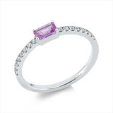 Ring 18 kt WG, 16 Brill. 0,16 ct, TW-si, 1 Saphir 0,43 ct pink