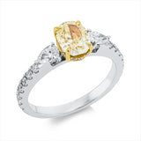 Ring 18 kt WG+GG, GIA 1139499528, 1 Ov 1,18 ct, gelb, 2 Tropfen 0,30 ct, si, , 30 Brill. 0,41 ct, TW-pi