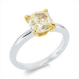 Ring 18 kt WG+GG, GIA 5426097478, 1 Cushion 2,51 ct, gelb-vvs