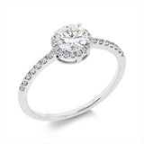Ring 18 kt WG, 1 Brill. 0,56 ct, TW-vsi, 32 Brill. 0,14 ct, TW-vsi