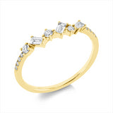 Ring 18 kt GG, 3 Brill. 0,09 ct, TW-si, 3 Bag. 0,13 ct, TW-si, 8 Brill. 0,04 ct, TW-pi