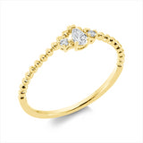 Ring 18 kt GG, 1 Tropfen 0,10 ct, TW-vsi, 2 Brill. 0,03 ct, TW-pi