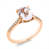 Ring 18 kt RG, 48 Brill. 0,22 ct, TW-pi, 1 Morganit 1,29 ct rosé