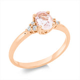 Ring 14 kt RG, 6 Brill. 0,10 ct, TW-si, 1 Morganit 0,77 ct rosa