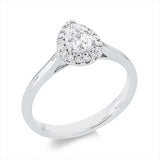 Ring 18 kt WG, 1 Tropfen 0,48 ct, TW-si, 16 Brill. 0,14 ct, TW-si