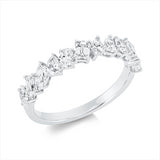 Ring 18 kt WG, 3 Oval 0,28 ct, 3 Nav. 0,22 ct, 3 Sm.schliff 0,40 cti, 3 Tropfen 0,26 ct, TW-si
