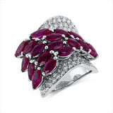 Ring 18 kt WG, 149 Brill. 3,80 ct, TW-vsi/si, 17 Rubine 7,93 ct rot