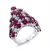 Ring 18 kt WG, 20 Brill. 0,98 ct, TW-vsi, 20 Rubine 8,47 ct rot