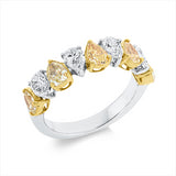 Ring 18 kt WG+GG, 5 Tropfen 1,30 ct, gelb-vsi, 4 Tropfen 0,77 ct, TW-vsi