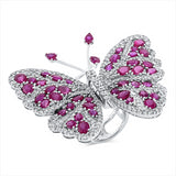 Ring 18 kt WG, 204 Brill. 4,53 ct, TW-vsi/si, 45 Rubine 14,24 ct rot