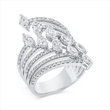 Ring 18 kt WG, 10 Nav. 1,86 ct, TW-si, 96 Brill. 0,80 ct, TW-si