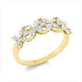 Ring 18 kt GG, 16 Nav. 0,64 ct, TW-si, 3 Brill. 0,07 ct, TW-si