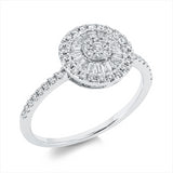 Ring 18 kt WG, 19 Trap. 0,17 ct, TW-si, 47 Brill. 0,26 ct, TW-si