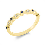Ring 18 kt GG, 8 Brill. 0,03 ct, TW-si, 5 Saphire 0,10 ct blau