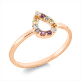 Ring 18 kt RG, 2 Brill. 0,03 ct, TW-si, 10 Farbsteine 0,18 ct multicolor
