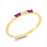 Ring 18 kt GG, 1 Bag. 0,04 ct, TW-vsi, 2 Rubine 0,12 ct rot