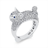 Ring 18 kt WG, 218 Brill. 2,70 ct, TW-vsi, 2 Saphire 0,01 ct blau