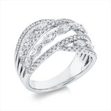 Ring 18 kt WG, 13 Nav. 0,89 ct, TW-si, 68 Brill. 0,57 ct, TW-si