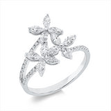 Ring 18 kt WG, 12 Nav. 0,62 ct, TW-vsi, 26 Brill. 0,13 ct, TW-si
