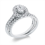 Ring 14 kt WG, 1 Oval 0,39 ct, TW-si, 42 Brill. 0,78 ct, TW-si