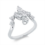 Ring 18 kt WG, 1 Nav. 0,27 ct, TW-si, 9 Tropfen 1,34 ct, TW-si
