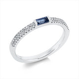 Ring 14 kt WG, 44 Brill. 0,13 ct, TW-si, 1 Saphir 0,20 ct blau