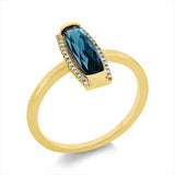 Ring 18 kt GG, 26 Brill. 0,08 ct, TW-si, 1 Topas 1,46 ct Lond. blue