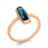 Ring 14 kt RG, 26 Brill. 0,08 ct, TW-si, 1 Topas 1,67 ct Lond. blue