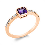 Ring 14 kt RG, 16 Brill. 0,13 ct, TW-si, 1 Amethyst 0,51 ct lila