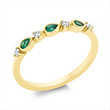 Ring 14 kt GG, 4 Brill. 0,07 ct, TW-si, 3 Smaragde 0,17 ct grün