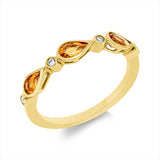 Ring 14 kt GG, 4 Brill. 0,05 ct, TW-si, 3 Citrin 0,53 ct gelb