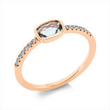 Ring 14 kt RG, 14 Brill. 0,11 ct, TW-si, 1 Quarz 0,43 ct grün