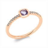 Ring 14 kt RG, 14 Brill. 0,11 ct, TW-si, 1 Amethyst 0,26 ct pink
