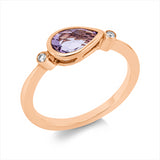 Ring 14 kt RG, 2 Brill. 0,04 ct, TW-si, 1 Amethyst 0,84 ct pink
