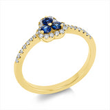Ring 14 kt GG, 29 Brill. 0,21 ct, TW-si, 3 Saphire 0,23 ct blau