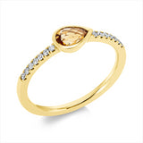 Ring 14 kt GG, 14 Brill. 0,11 ct, TW-si, 1 Citrin 0,35 ct mandarin